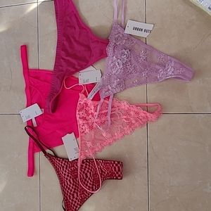 5 large UO hot pastel lace cutout pink undies panties thongs variety bun…